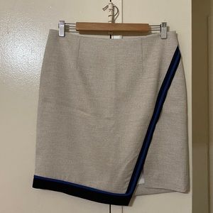 White House Black Market Beige Pencil Skirt with Black and Blue Trim